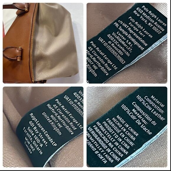 R.L.L Ralph Laure 💯% Cow Leather Tri-Color Colorblock Handbag - Picture 15 of 16